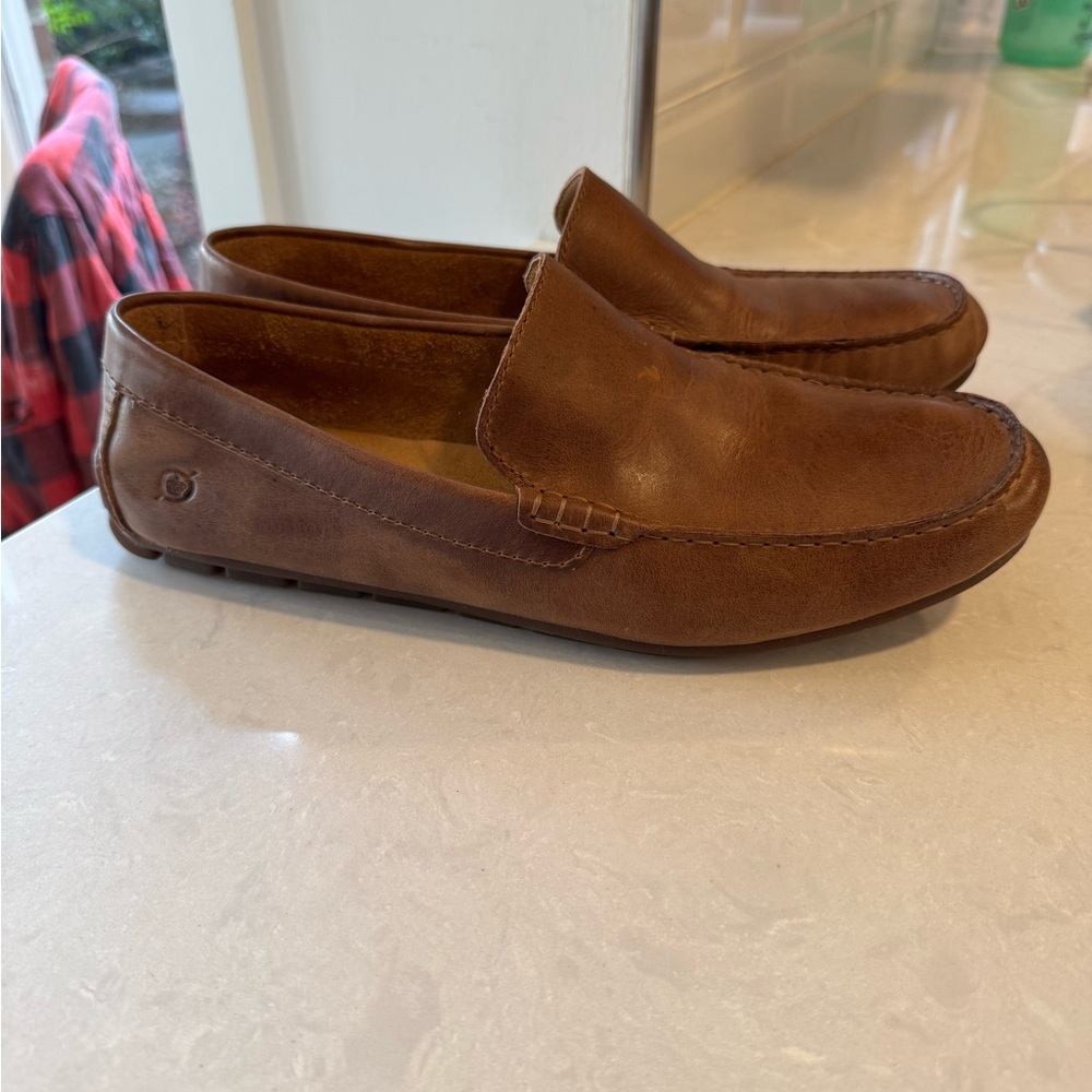 Born Men's Tan Leather Slip-On Loafers